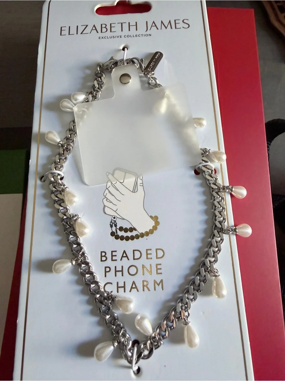 Elizabeth and James Silver Freshwater Pearl Phone Charm